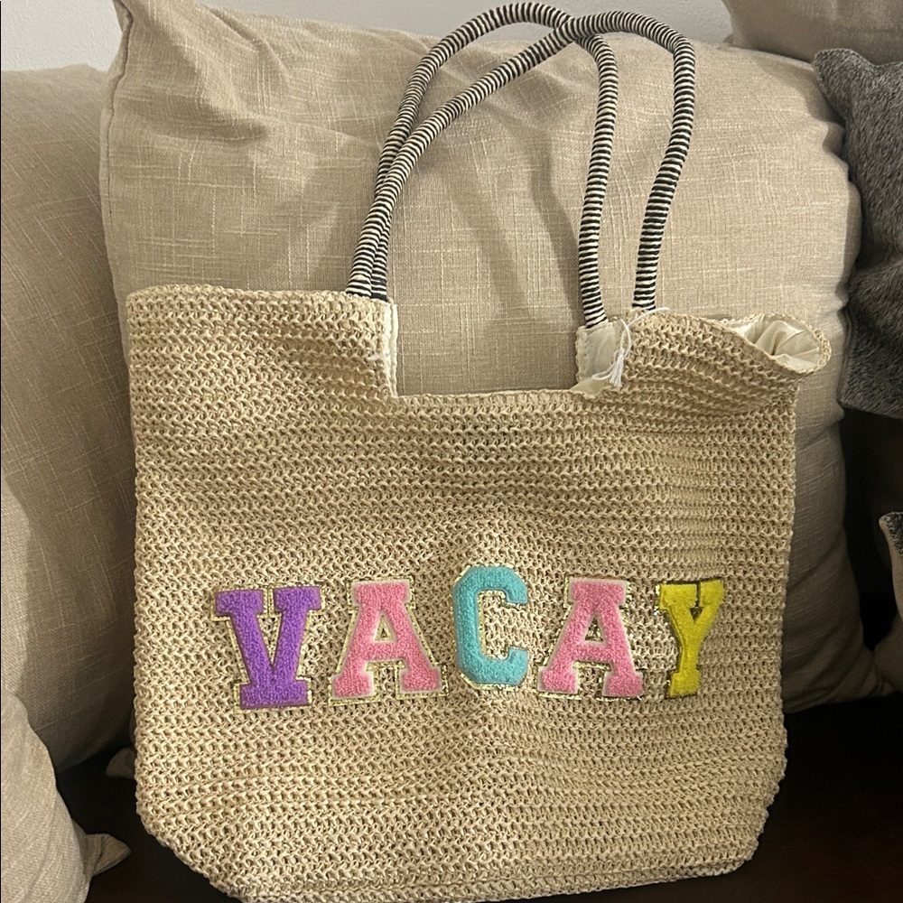 Stylish Beige VACAY Tote Bag